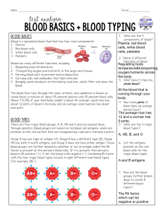 Blood Basics and Blood Typing Webquest