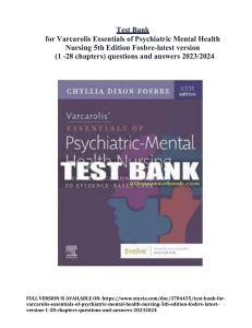 TEST BANK for Varcarolis Essentials of Psychiatric Mental Health Nursing 5th Edition Fosbre-latest version