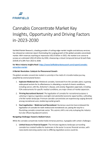 Cannabis Concentrate Market Key Insights, Opportunity and Driving Factors in -2023-2030