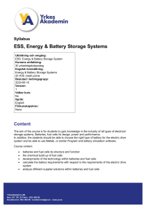 Syllabus ESS. Energy & Battery Storage Systems 2022-05-20