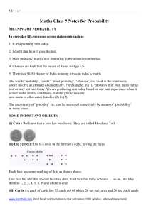 Maths Class 9 Notes for Probability