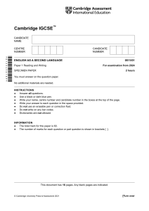 0511 - 2024 - Specimen - Reading Question Paper