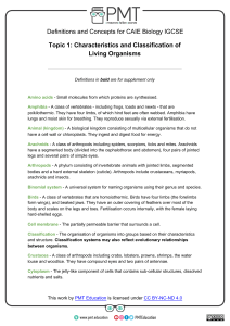 Definitions - Topic 1 Characteristics and classification of living organisms - CAIE Biology IGCSE