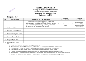 Advisor proposal request to PhD students-2015 entry