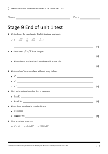 Unit 1 End of unit test