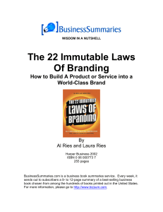 Book Summary-THE 22 Immutable Laws of Branding
