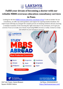 Fulfill your dream of becoming a doctor with our reliable MBBS overseas education consultancy services in Pune.