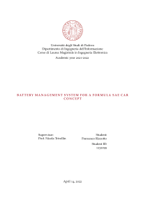 Electric and electronic architecture of a FSAE full electric vehicle and design of a BMS for the low voltage system