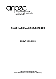 Exame Nacional de Selecao Anpec 2019-Prova 5 INGLES