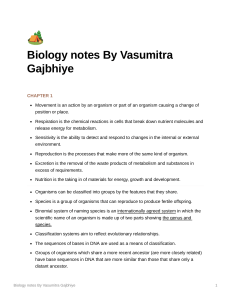 Biology notes By Vasumitra Gajbhiye