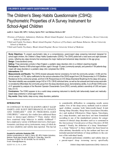 CSHQ Psychometric Properties Study