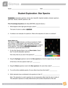 StarSpectra Gizmo Worksheet