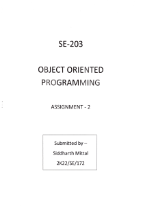 2K22-SE-172 Siddharth Mittal (OOPS Assignment 2)