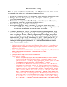 Ethical Issues in Research with Humans worksheet