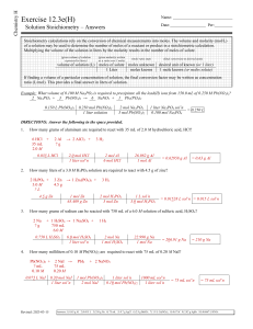 Exercise 12.3eH - Solution Stoichiometry - Answers