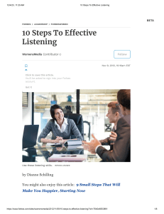 10 Steps To Effective Listening