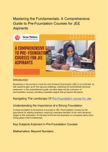 Mastering the Fundamentals  A Comprehensive Guide to Pre-Foundation Courses for JEE Aspirants