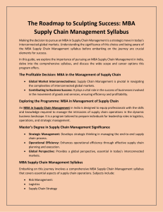 The Roadmap to Sculpting Success MBA Supply Chain Management Syllabus