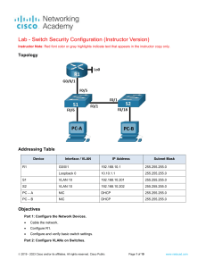 11.6.2 Lab - Switch Security Configuration - ILM