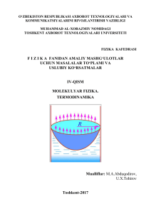 Молекуляр физика Термодинамика 4 қисм Абдуқодиров,Тоҳиров