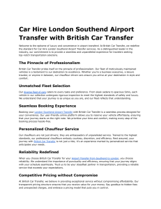 Car Hire London Southend Airport Transfer with British Car Transfer