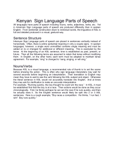 Kenyan  Sign Language Parts of Speech