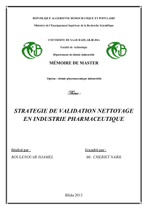 STRATEGIE DE VALIDATION NETTOYAGE EN INDUSTRIE PHARMACEUTIQUE (1)