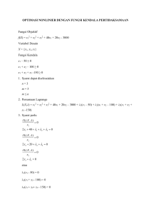 OPTIMASI NONLINIER DENGAN FUNGSI KENDALA PERTIDAKSAMAAN