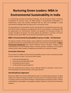 Nurturing Green Leaders MBA in Environmental Sustainability in India