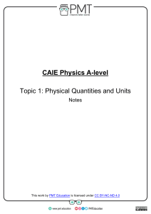 Notes - Topic 1  Physical Quantities and Units- CAIE Physics A-level