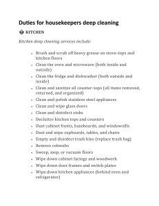 Duties for housekeepers deep cleaning
