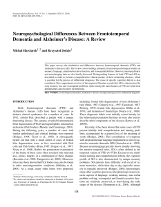 Harciarek et al (2005) - Neuropsychological differences between frontotemporal dementia and Alzheimer's disease - A review
