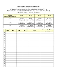 Norepinephrine infusion chart