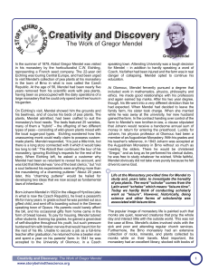 Creativity and discovery - the work of Gregor Mendel