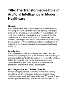 The Transformative Role of Artificial Intelligence in Modern Healthcare