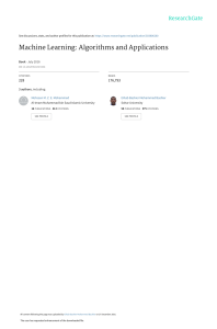 Machine Learning: Algorithms and Applications