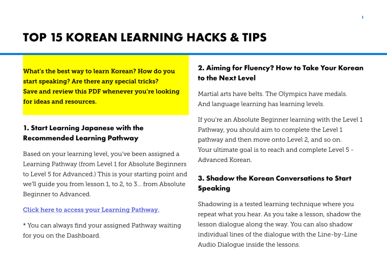 Tips For Learning Korean