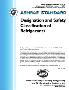 ASHRAE Standards 34 2010 Designation and Safety Classification of Refrigerant