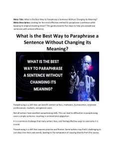 What is the Best Way to Paraphrase a Sentence Without Changing its Meaning