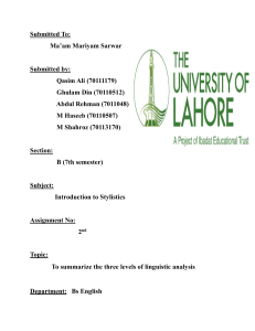 levels of linguistics Analysis in Stylistics 