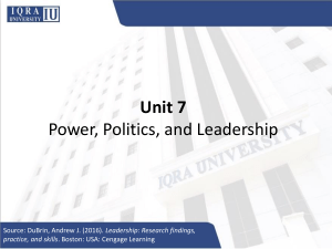 Unit 7 Power, Politics, and Leadership