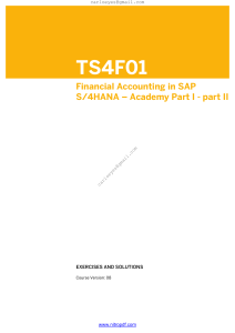 TS4F01 Financial Accounting in SAP S 4HA Exercises and solutions