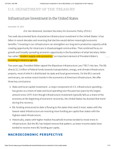 Infrastructure Investment in the United States   U.S. Department of the Treasury