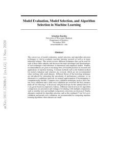 Model evaluation, selection and algorithm selection