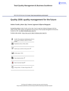 Quality 2030  quality management for the future