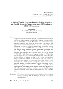 A Study of English Language Learning Beliefs, Strategies, and English Academic Achievement 