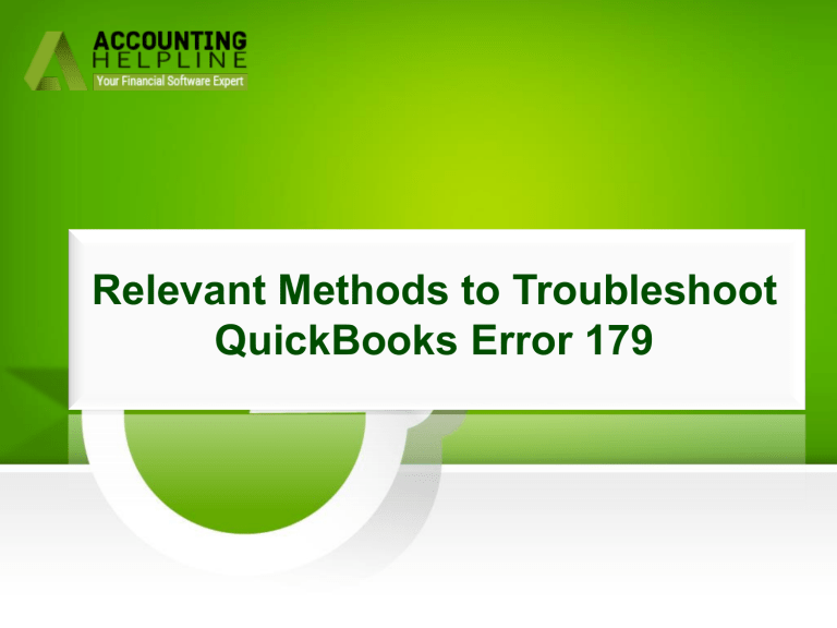 Effective Techniques To Resolve QuickBooks Error 179