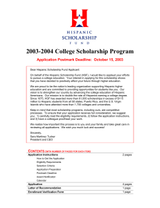 Hispanic Scholarship Fund 2003-2004 College Scholarship Program