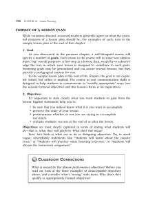 Lesson Plan Format: Goals and Objectives