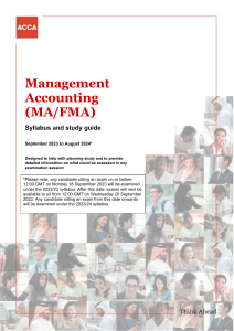 Management Accounting (MA/FMA) Syllabus & Study Guide